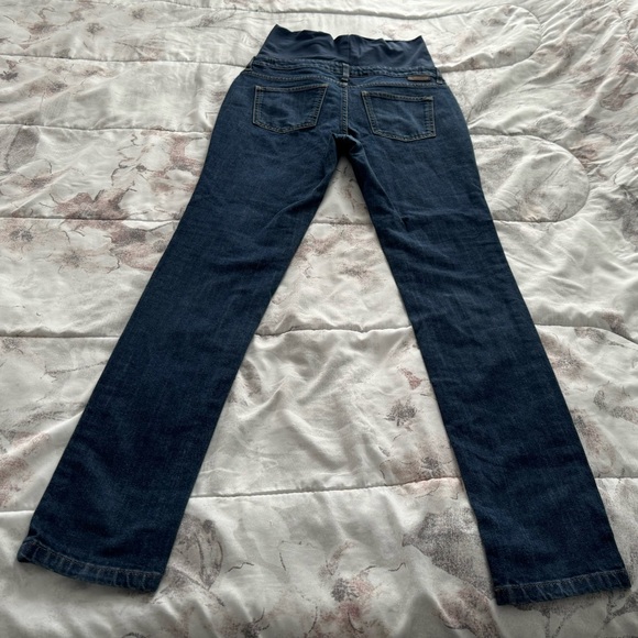 Boden blue dark wash adjustable straps full belly panel maternity jeans, size 6 - Picture 10 of 14